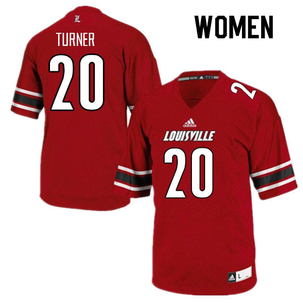 Women #20 Maurice Turner Louisville Cardinals College Football Jerseys Sale-Red - Click Image to Close